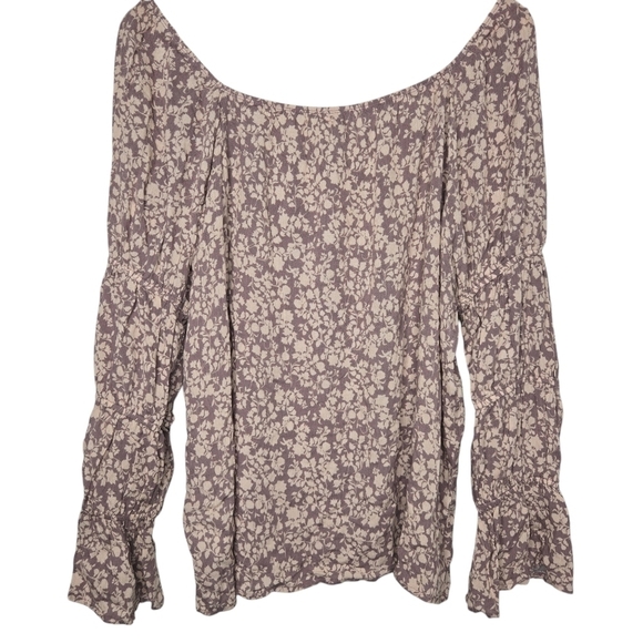 Gee Gee Womens Maeve Pink Floral Off Shoulder Tiered Bell Sleeve Blouse Size 1XL - Picture 2 of 6